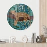 Glasbild Leopard im smaragdgrünen Dschungel - Manovski - Rund 