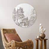 Glasbild Wald mit Waldlandschaft in Beige - Ms Tiff - Rund 