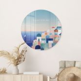 Glasbild Häuser von Santorini - Rivers - Rund 