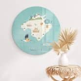 Glasbild Karte von Mallorca Rund - Rivers 