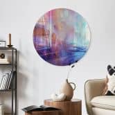 Glasbild Abstrakte Küstenlinie in Violett - Schmucker - Rund 
