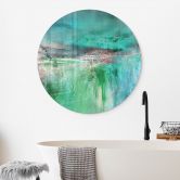 Glasbild Grüne Fantasielandschaft - Schmucker - Rund 