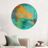 Glas billede Turkis aurora borealis - Schmucker - Rund 