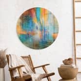 Glasbild Urbanes Licht in Blau und Orange - Schmucker - Rund 