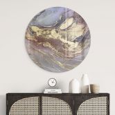 Glasbild Edle Strukturen in Gold und Violett - Shelest - Rund 