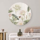 Glasbild Sir Edward - Seerosen Idyll in Pastell - Rund 