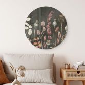 Glasbild Sir Edward - Trockenblumen Oliv - Rund 