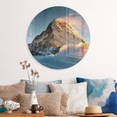 Glasbild Sonnenaufgang über dem schneebedeckten Berg - Annapurna Himal - Rund 