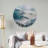 Glasbild Geheimnisvoller Nebel im Wald - SpaceFrog Designs - Rund 