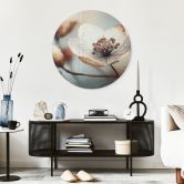 Glasbild Boho Trockenblume Makro | Florale Fotokunst - Treechild - Rund 