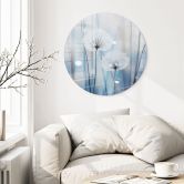 Glasbild Tauperlen auf Pusteblumen - Treechild - Rund 