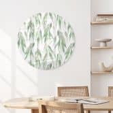 Glasbild Zweige mit grünen Blättern - UN Designs - Rund 
