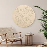Holzbild 1X Studio - Line Art Floral - Minimalistische Blumen - Rund 