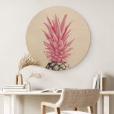 Holzbild Pinke Ananas - 1X Studio - Rund 