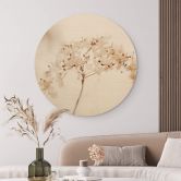 Tableau sur bois rond 1X Studio - branche aux fleurs délicates 