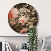 Holzbild Annie - Rosenblüte - Rund 