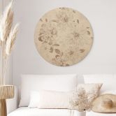 Holzbild Dahlien Shabby Chic Beige - Bloomery Decor - Rund 