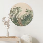 Holzbild Dschungel-Blätter Grün Aquarell - Bloomery Decor - Rund 