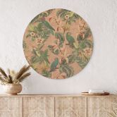 Holzbild Dschungel mit Papageien Rosa - Bloomery Decor - Rund 