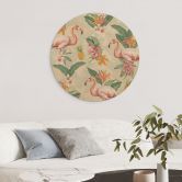 Holzbild Flamingo und tropische Blätter - Bloomery Decor - Rund 