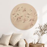 Holzbild Kraniche über dem See - Bloomery Decor - Rund 