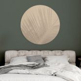 Holzbild Palmenblätter in Leinenoptik - Bloomery Decor - Rund 