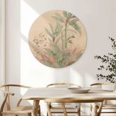 Holzbild Tropische Idylle mit Kolibri Apricot - Bloomery Decor - Rund 