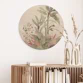 Holzbild Tropische Idylle mit Kolibri Blau - Bloomery Decor - Rund 