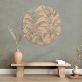 Holzbild Urban Jungle Tropenblätter Rosa - Bloomery Decor - Rund 