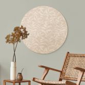 Holzbild Zarte Aquarell-Blätter - Soft Beige - Bloomery Decor - Rund 
