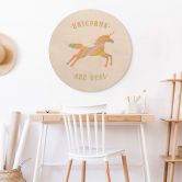 Tableau sur bois Bodart - Les licornes sont réelles - Rond 