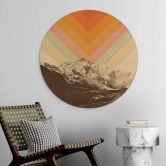 Væg cirkel træ Bodart - Retro Mountain Landscape 