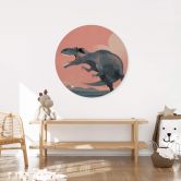 Holzbild Dinosaurier Giganotosaurus Rund - Braun 