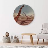 Holzbild Im Land der Dinosaurier - Braun - Rund 