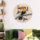 Holzbild mit Vogel-Motiv - Tukan Rund - Braun 