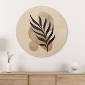 Holzbild Botanische Silhouette mit kunstvoller Geometrie - Costa - Rund 