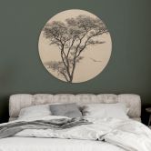 Holzbild Minimalistischer Baum in ruhiger Landschaft - Flour - Rund 