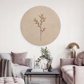 Holzbild Blumen Illustration - Vergissmeinnicht - Goed Blauw - Rund 