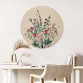 Holzbild Wildblumen Bouquet im Frühling - Goed Blauw - Rund 