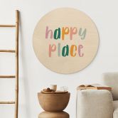 Holzbild Happy place - Rund 