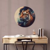 Holzbild Heine - Tiger im Sternenhimmel - Rund 