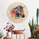 Holzbild Heine - Regenbogen Zebra - Rund 