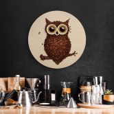 Holzbild Kaffeeeule - Rund 