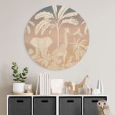 Holzbild Dschungelparadies mit Wildtieren - Ombre - Kikki Belle - Rund 