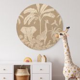Holzbild Dschungelträume - Afrikas Tierwelt in Braun - Kikki Belle - Rund 