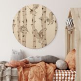 Holzbild Belle Eulen im Birkenwald - Kikki Belle - Rund 