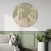 Holzbild Grüne Urzeitwelten - Dinosaurier unter Palmen - Kikki Belle 