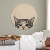 Holzbild Neugierige Katze - Korenkova - Rund 