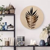 Wandcirkel Hout Kubistika Golden Leaf 