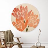 Holzbild Farbenfrohe Lotusblumen - Kubistika - Rund 